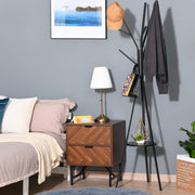 Appendiabiti da terra nero in metallo e MDF con 8 ganci, 180 cm