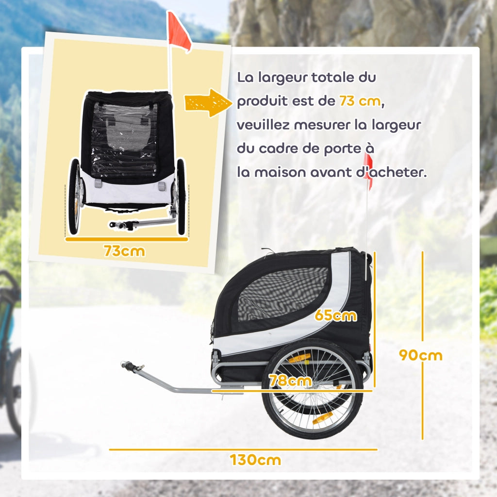 Carrello Trasporto Bicicletta per Cani ¨C Zephmum ¨C Bianco e Nero