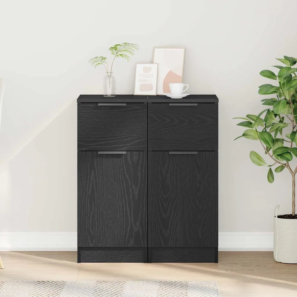 Credenza 2 pz | Madia | Buffet da pranzo | Armadio da pranzo Rovere Nero 30 x 30 x 70 cm Legno multistrato