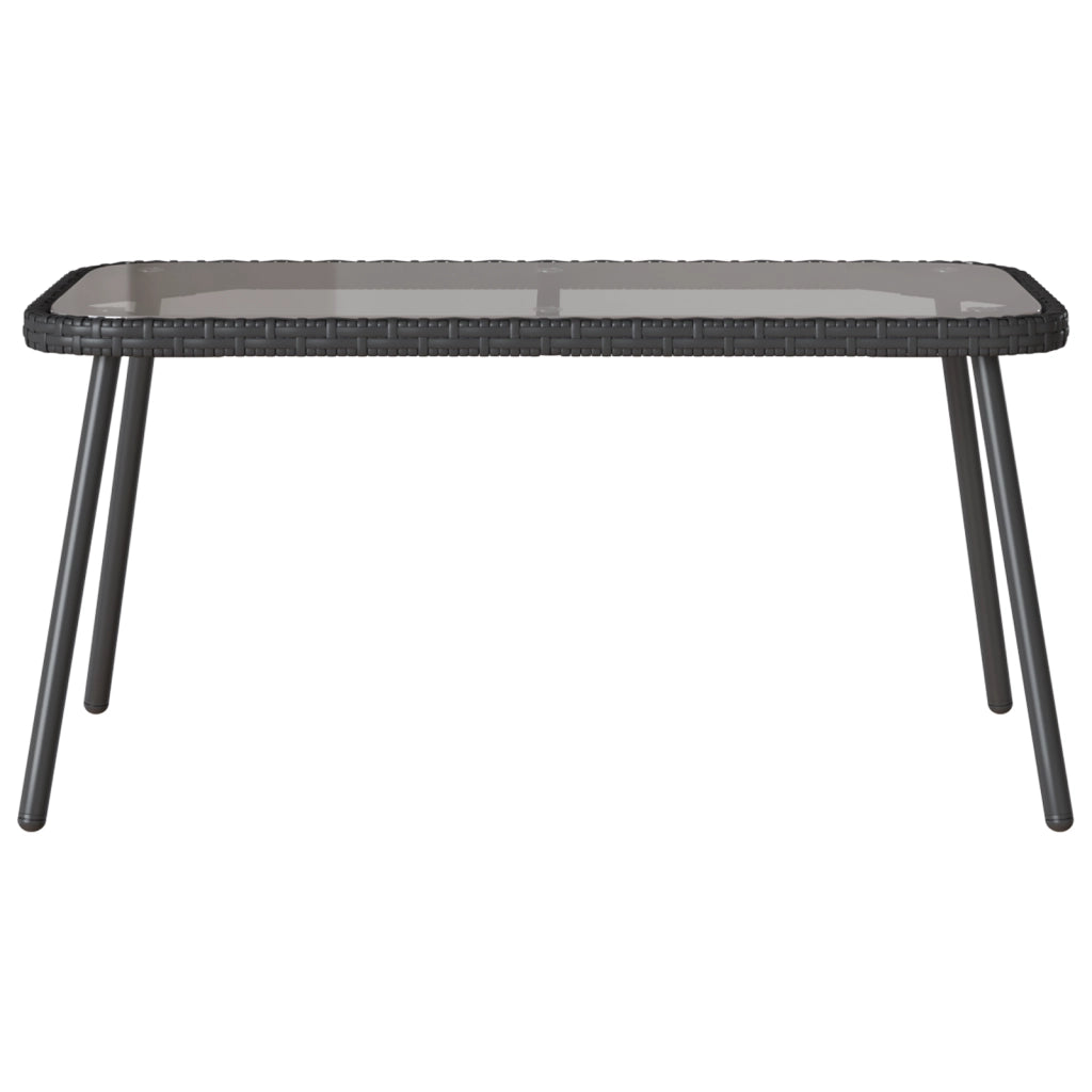 Set da pranzo da giardino con cuscini in polyrattan nero