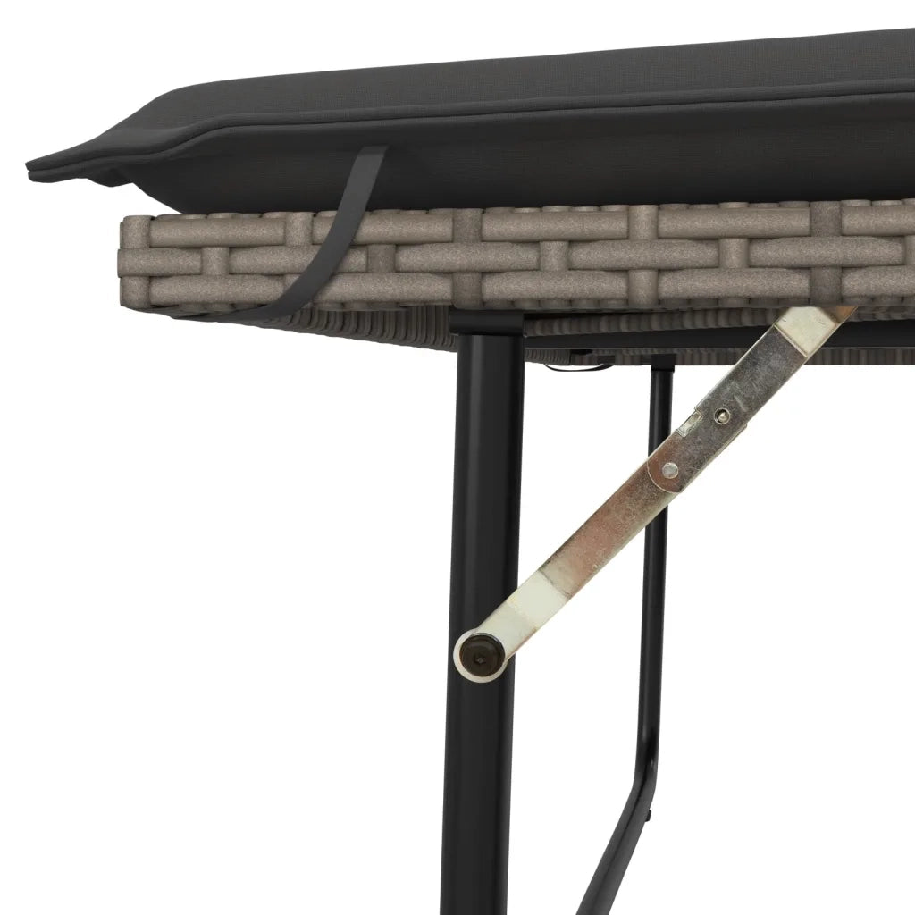 Panca da Giardino con Cuscini e Poggiapiedi-Sgabello-Panca da esterno Grigia Polyrattan
