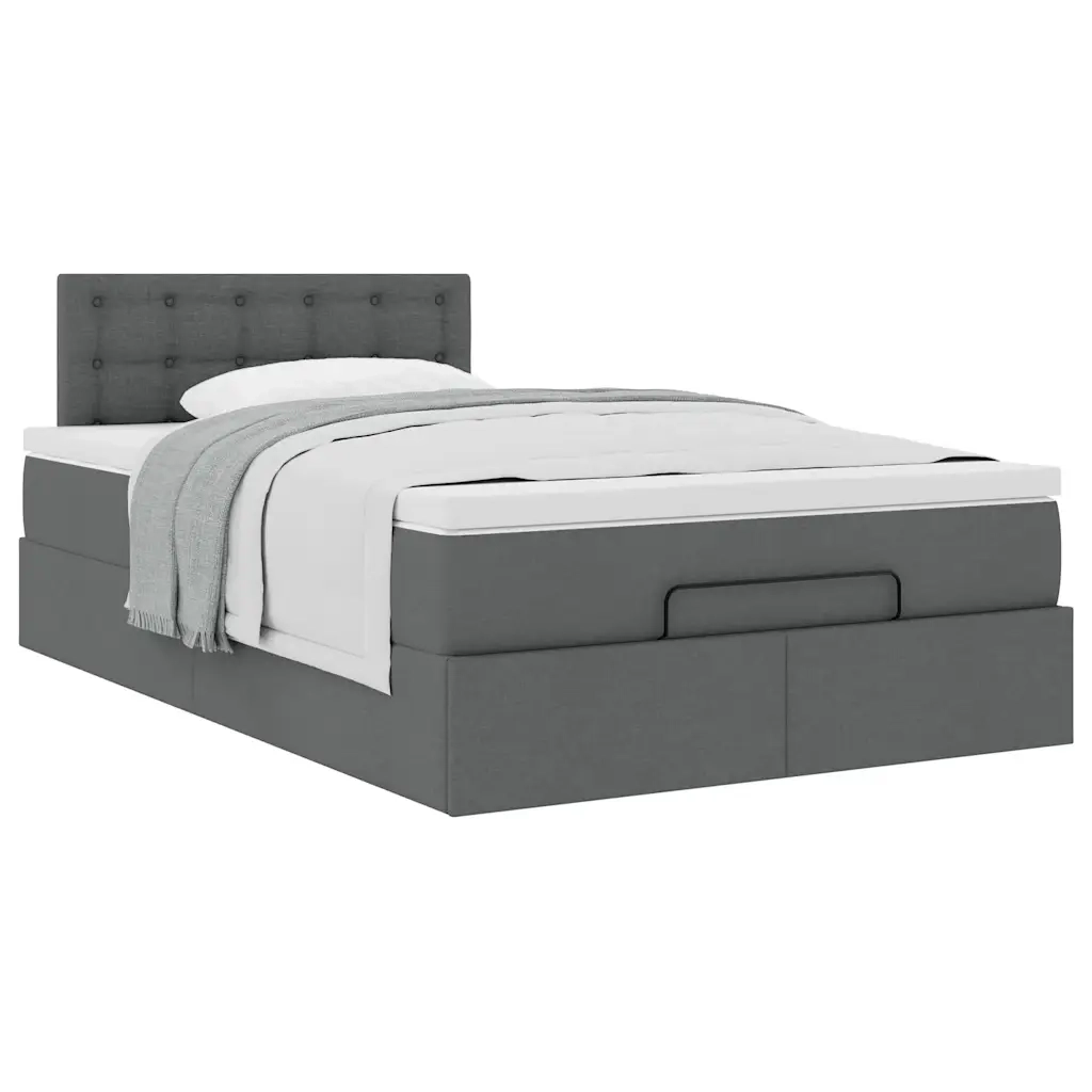 Pouf Letto con Materasso Grigio Scuro 120x200 cm in Tessuto 3311616