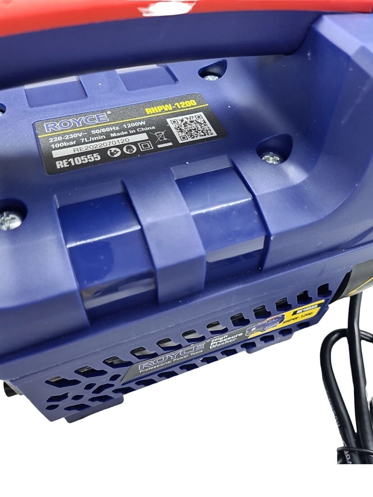 Idropulitrice Royce compatta da 1200W 7/L min 100 bar completa di accessori acqua lavare auto giardino
