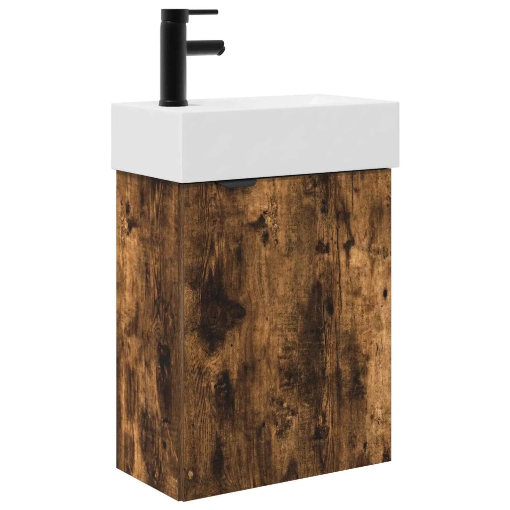 Mobile bagno con rubinetto Rovere Fumo 45,5 x 22,5 x 84 cm 889429
