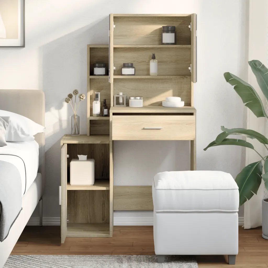 Toeletta con Armadietto Rovere Sonoma 80x35x132 cm