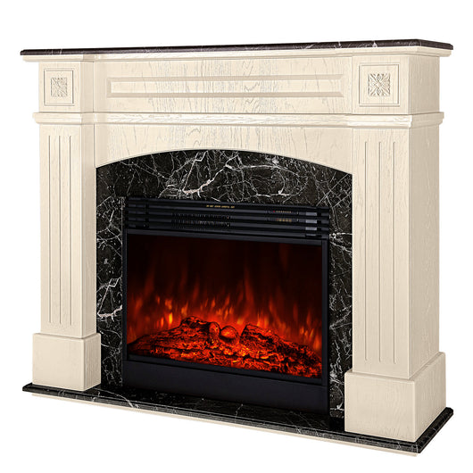 Camino Elettrico da Pavimento 110x130x35 cm Effetto Fiamma 1950W Josefina mini & Mirabella Ivory/dark gray