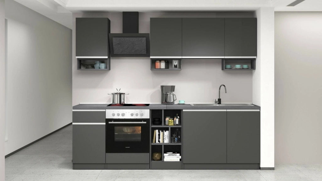 Cucinino Attimis, Cucina un Cassetto, Elettrodomestici non inclusi, Made in Italy, Grigio Ardesia