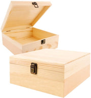Scatola di conservazione con coperchio 23 x 23 x 10 cm - Cassa in legno - Scatola in legno con chiusura - 2 pezzi - Legno di abete naturale - Adatto per accessori