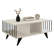 Dogliani, Tavolino da Salotto con Piedini, 90x60x40h cm Bianco