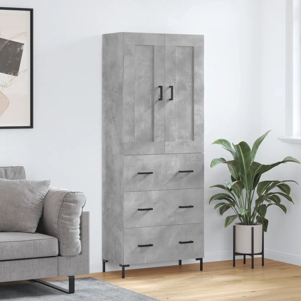 Credenza-Buffet-Armadio da cucina Grigio Cemento 69,5x34x180 cm in Legno Multistrato 690765