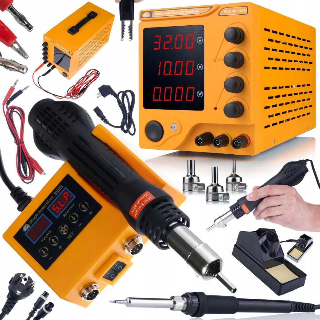 Zasilatore da Laboratorio AmpRush RARES-3210 32V 10A e Stazione Saldante 2 in 1 Rosfix OH660 – Precisione e Sicurezza