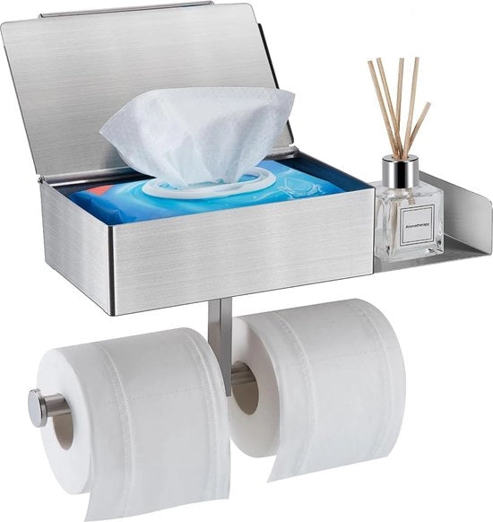 Supporto per carta igienica in argento Nessun foro con fogli di carta umidi Box Supporto per carta igienica con piastra Supporto per carta igienica per cucina e bagno
