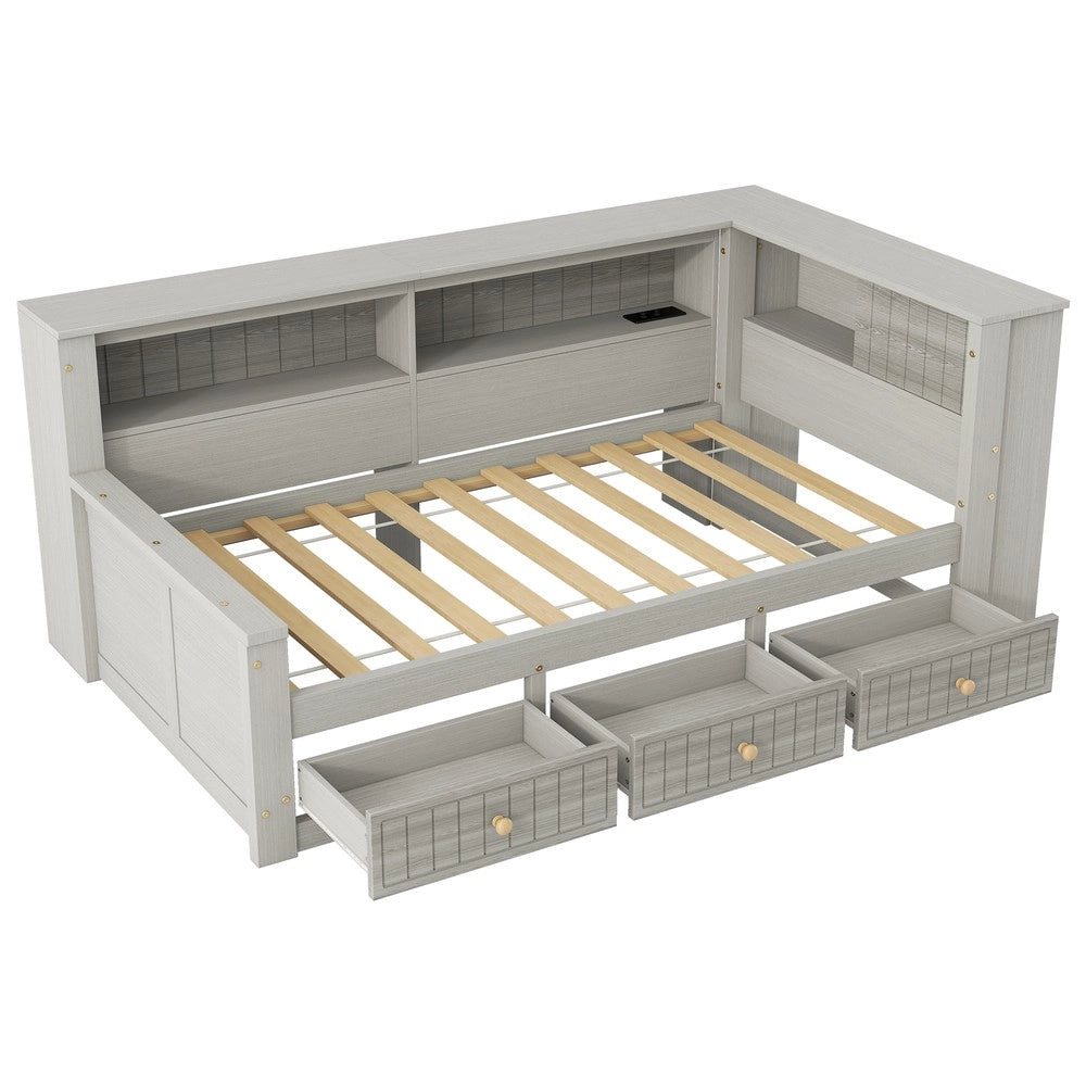 Letto Contenitore in Legno con Cassetti ¨C MINIMAL ¨C Grigio 90x200