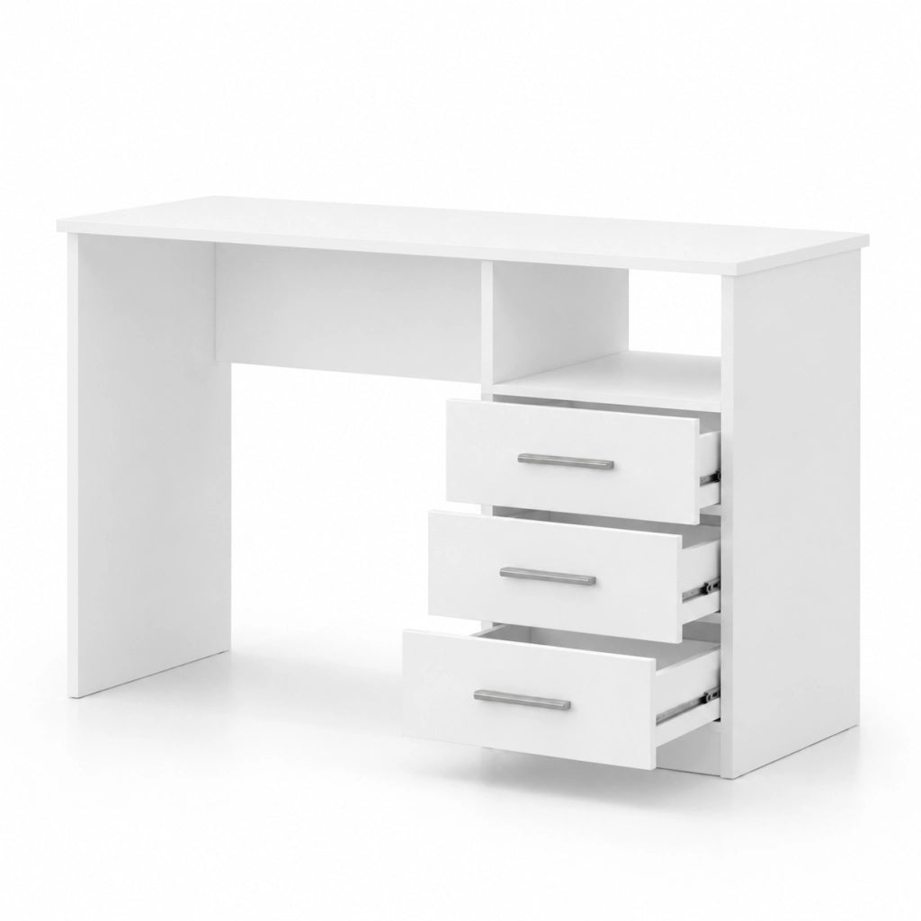 Scrivania Moderna Salvaspazio Con Cassetti Laterali Mobile Desk Per Studio Ufficio PC Cameretta E Soggiorno 120 X 72 X 48 Cm Bianco