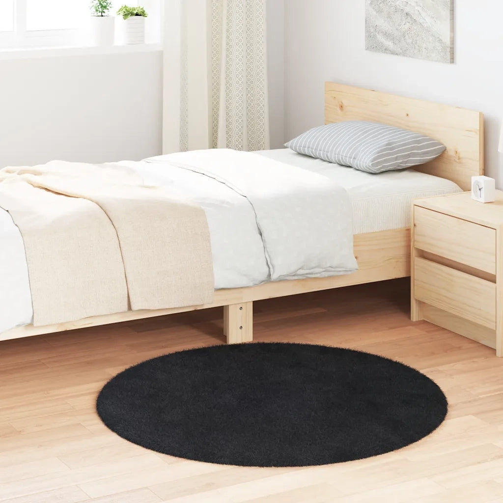 Tappeto Shaggy a Pelo Lungo NAVARRA Nero 100x100 cm poliestere 4102894