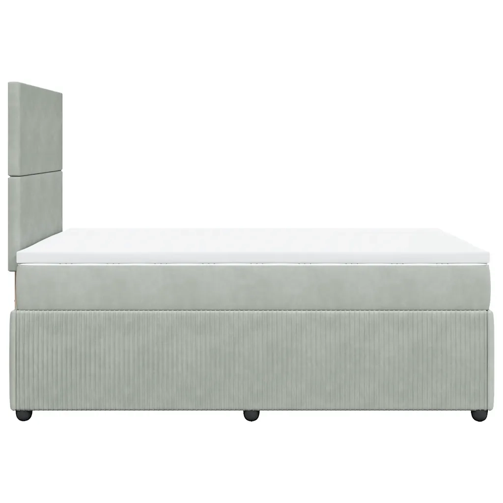 Giroletto a Molle con Materasso Grigio Chiaro 120x190cm Velluto