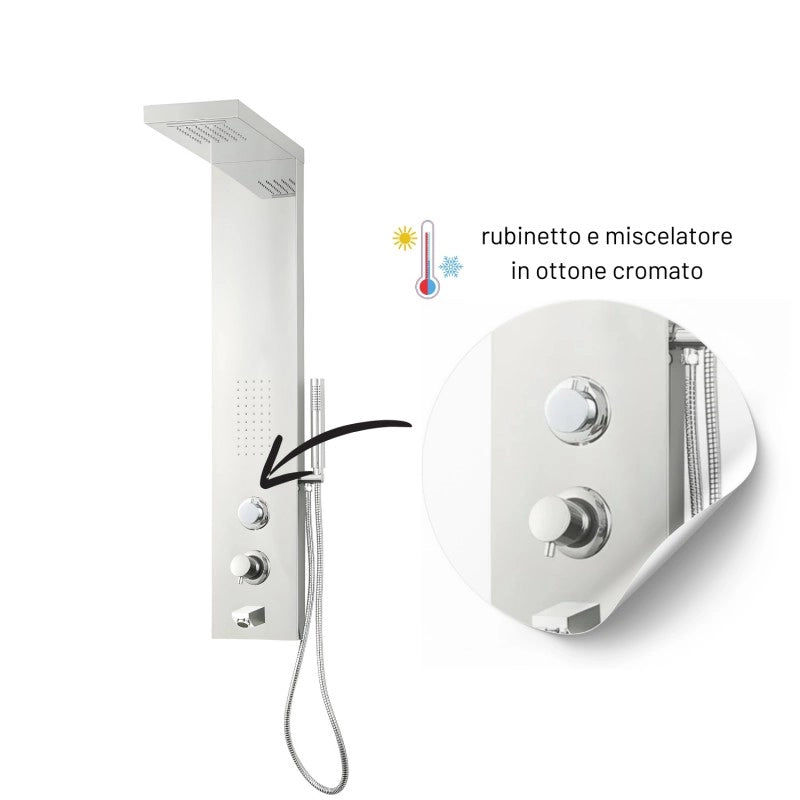 Colonna doccia pannello modello ivon cascata bocca erogazione vasca idro lombare *** finitura lucido, confezione 1