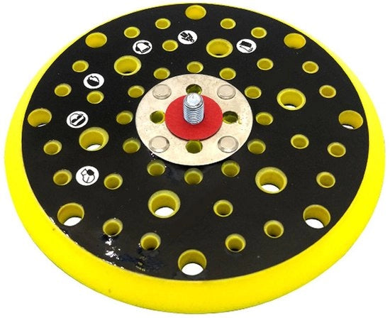 Schuurschijf 150 mm - 54 fori - Nastro di chiusura - Compatibile con Mirka Ceros Deros - Materiale ABS di alta qualità - Base di spugna duratura - Scheggia per raschiare
