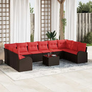 Set di divani con cuscino 11 pcs Marrone polyrattan 3346234