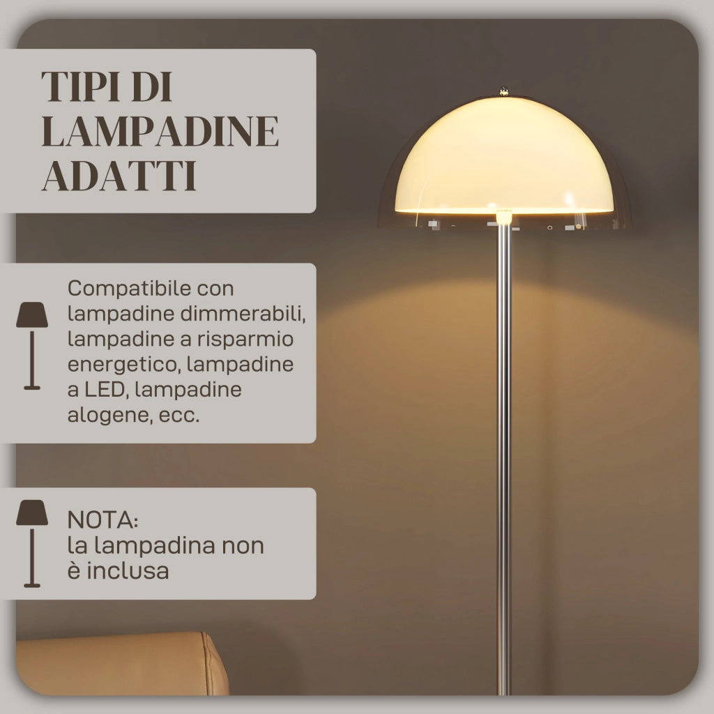 Lampada a Piantana Moderna ¨C Zephmum ¨C Bianca, Metallo e Acrilico, ?35x150 cm