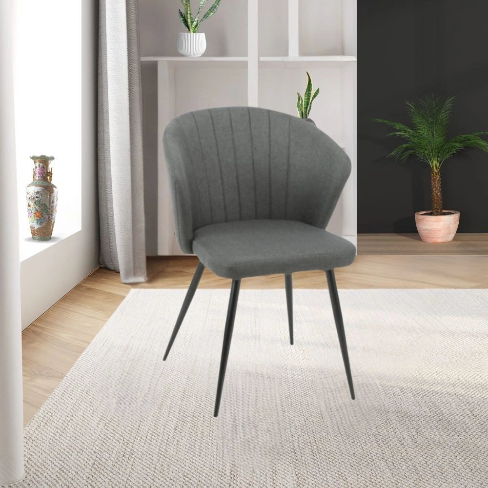 Set 2 sedie tessuto grigio scuro e piedi in metallo nero Krid