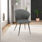 Set 2 sedie tessuto grigio scuro e piedi in metallo nero Krid