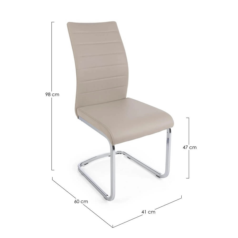 Set di 4 Sedie da Pranzo in Similpelle con Gambe Cromate - NEXTWAVE