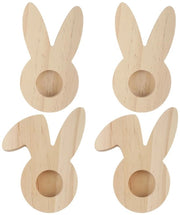4 pezzi di decorazioni per uova in forma di coniglio, realizzate in legno di abete, decorazione da tavola per Pasqua.