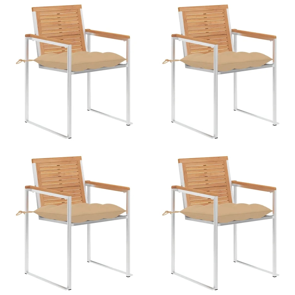 Sedie da Giardino con Cuscini 4 pz in Legno Massello di Teak cod mxl 8662