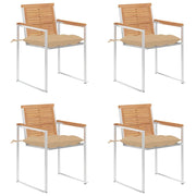 Sedie da Giardino con Cuscini 4 pz in Legno Massello di Teak cod mxl 8662
