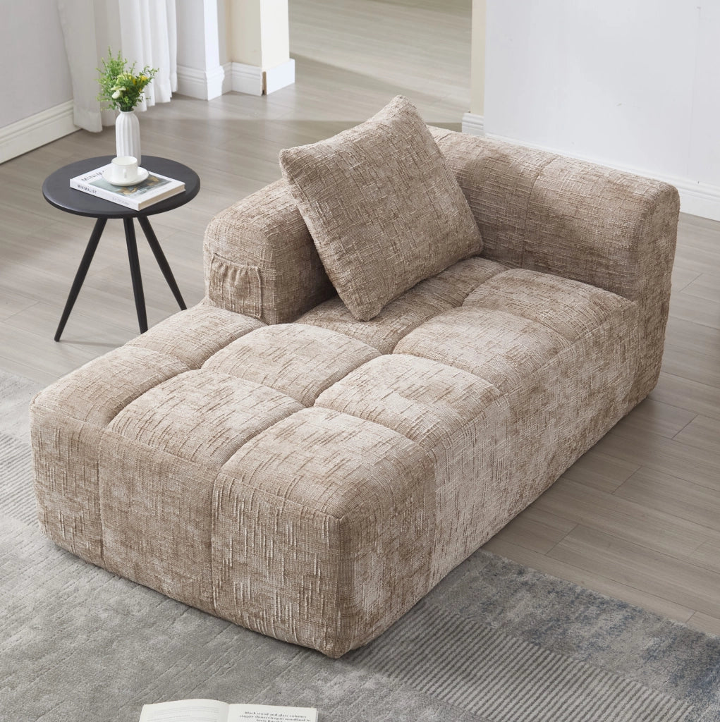Divano con chaise longue 250x158x60 cm; senza installazione; con cuscini sfoderabili in chenille kaki
