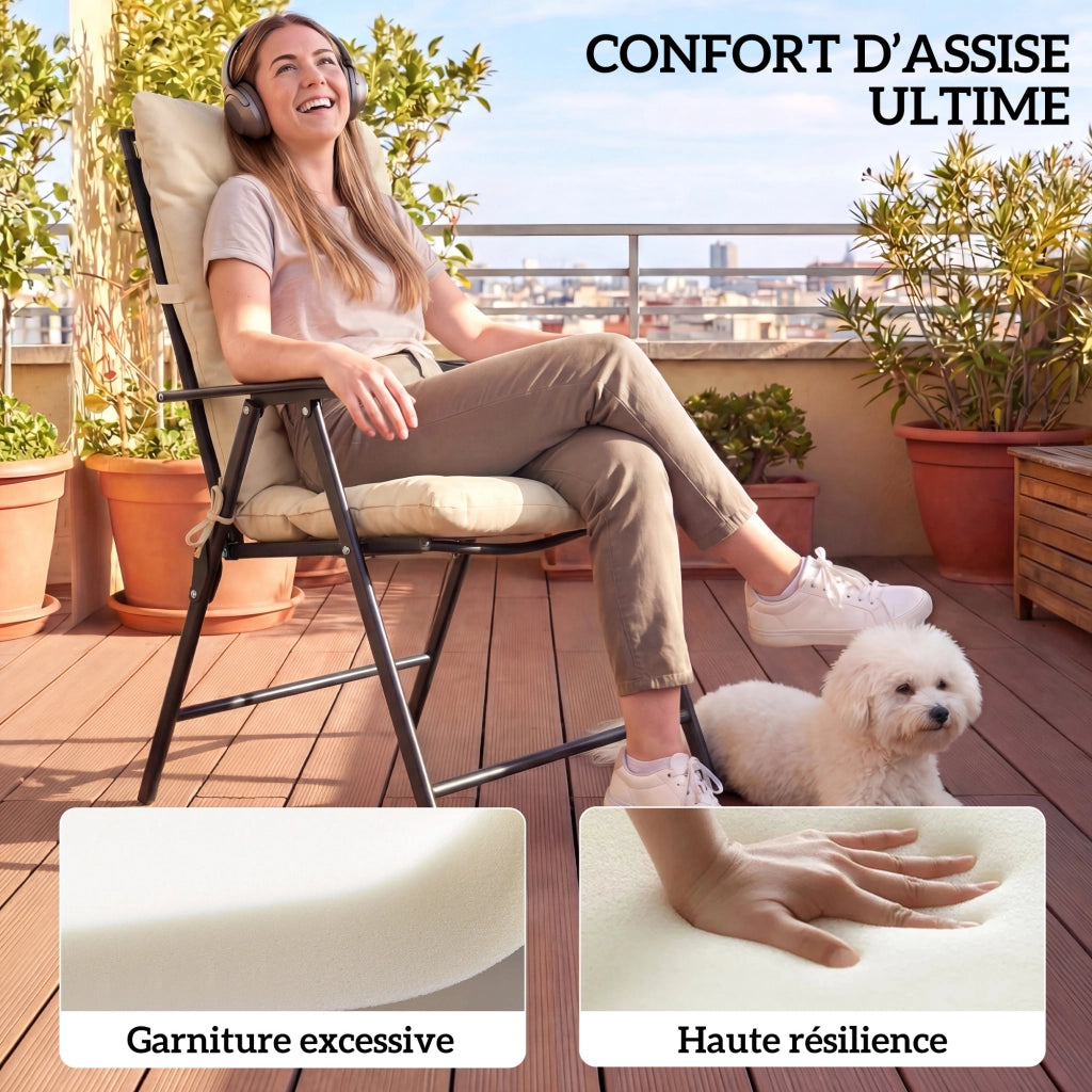 Cuscini per sedie da giardino con lacci ¨C zephmum ¨C Beige 120x50x8 cm