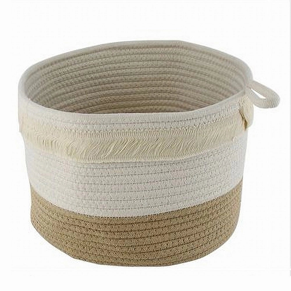 Trade Shop - Cestino Porta Biancheria Oggetti Corda Intrecciata Cesto Organizer 30x20cm 10653 -
