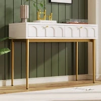 Toletta Elegante con 2 Cassetti, Design Classico per Camera da Letto, Bianco Crema