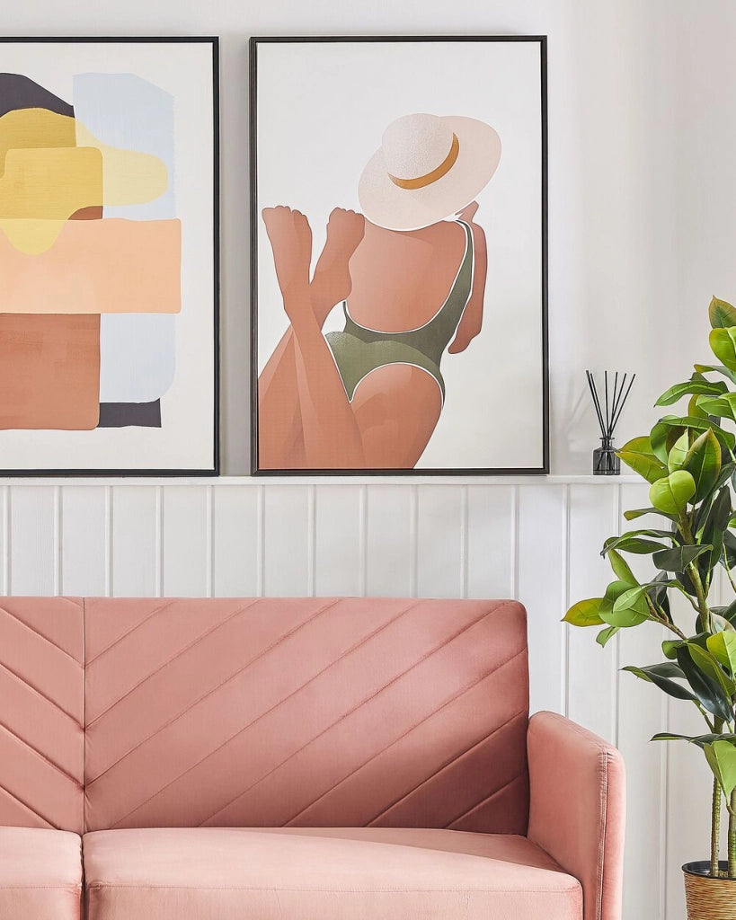 Quadro su tela con cornice Stampa donna marrone e bianco Corpo femminile 63 x 93 cm Decorazione murale moderna