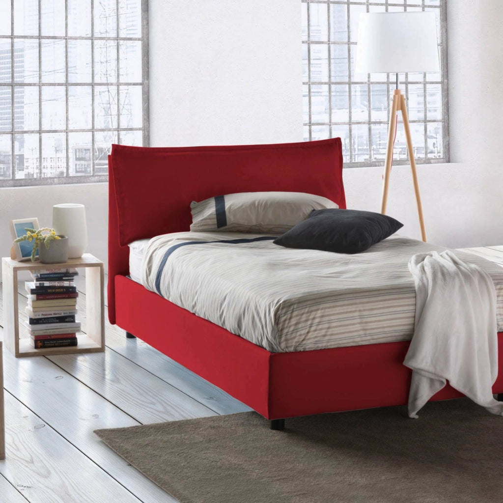 Attinia, Letto Piazza e Mezza Materasso Incluso Made in Italy, Rosso