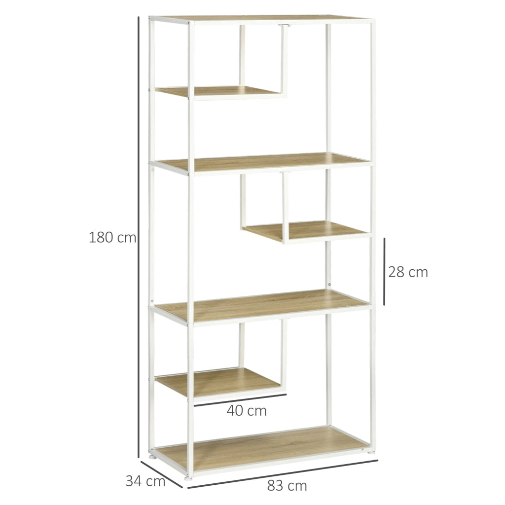Libreria con Ripiani in Melamina e Struttura Metallo ¨C ZephMum ¨C 83x34x180 cm Robe e Bianco