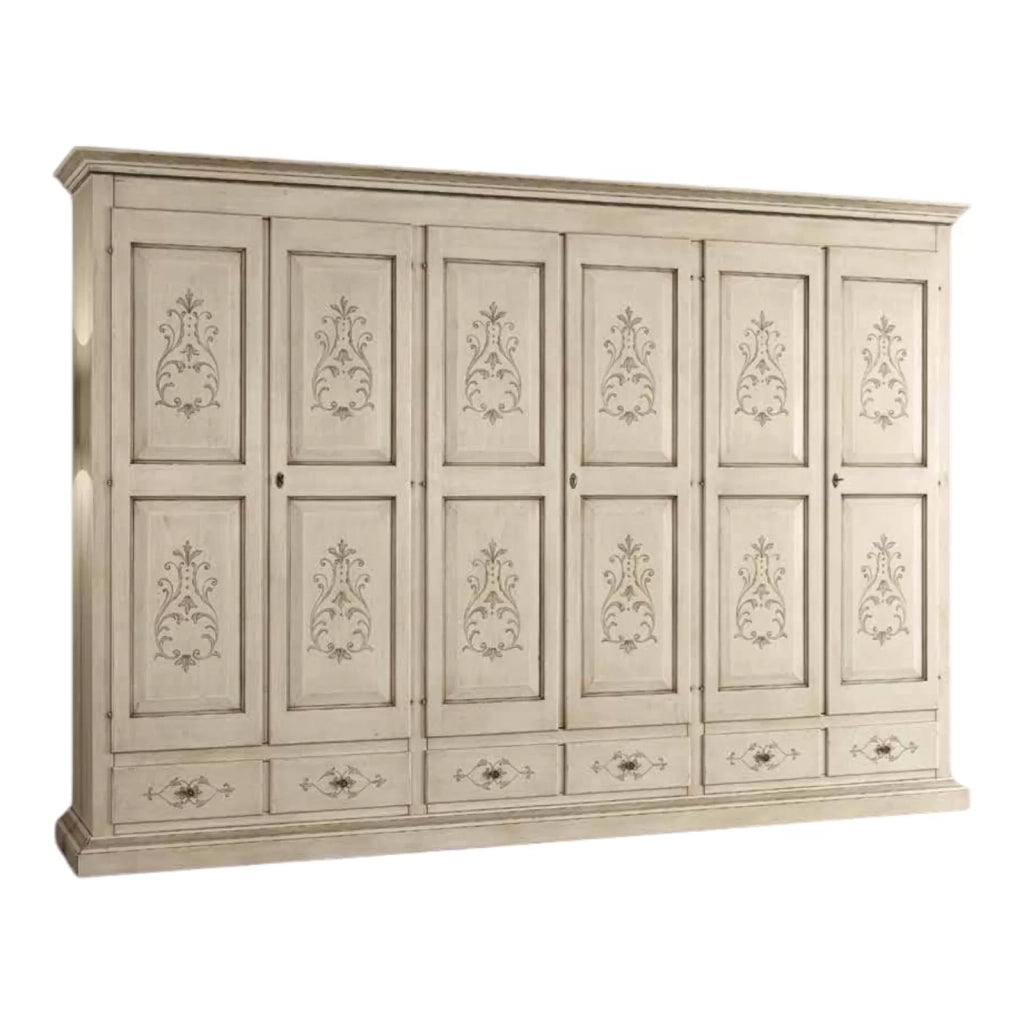 Armadio classico 6 porte 6 cassetti legno grezzo  300x61x240 (685) - Mobili 2G