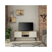 Mobile porta Tv 2 ante Klappe 125,5x33x56,5 bianco e struttura rovere