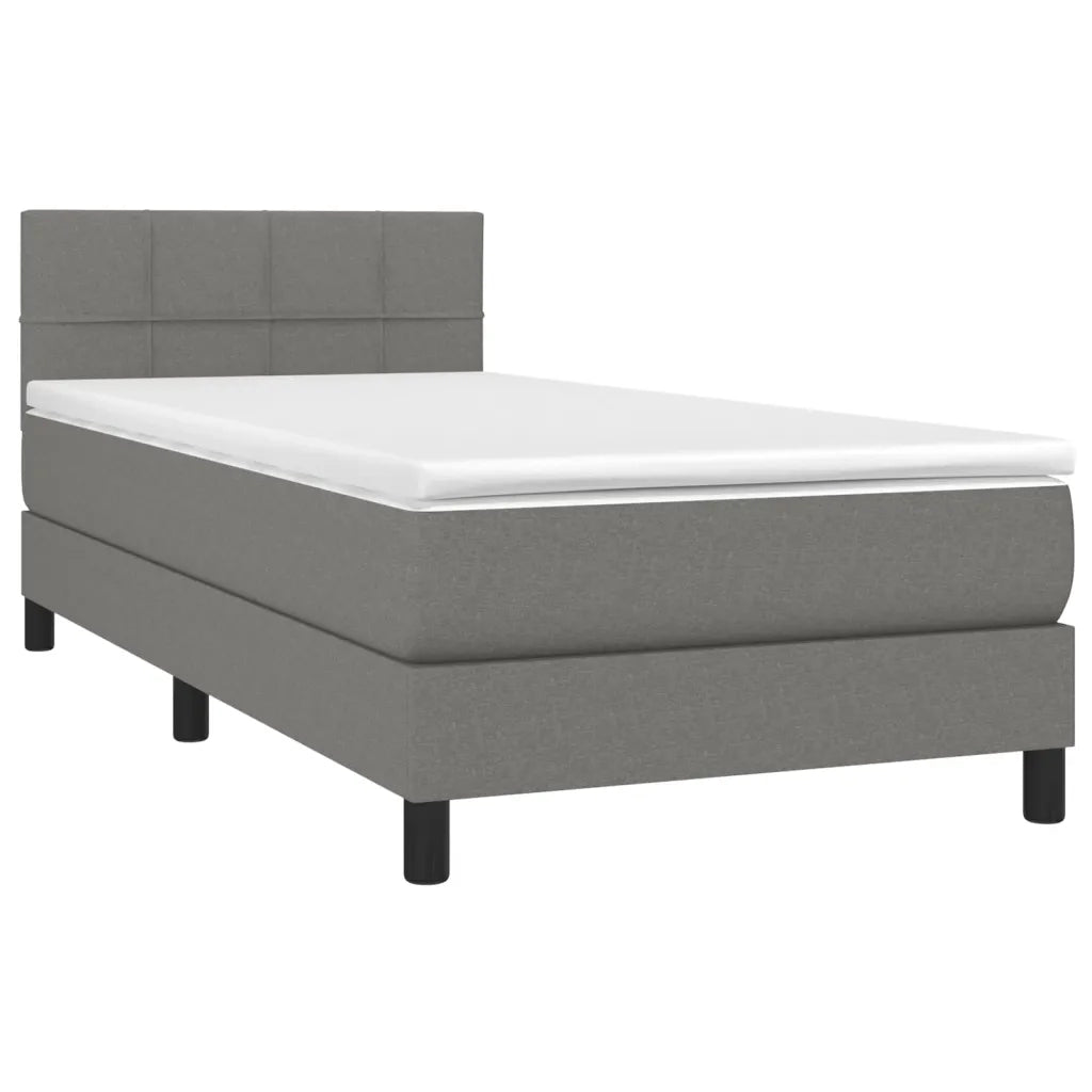 Letto a Molle Materasso e LED Grigio Scuro 80x200 cm in Tessuto 3133110