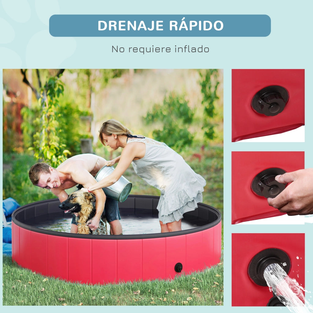 Vasca Pieghevole per Cani Gatti ¨C Zephmum ¨C ?140x30 cm PVC Antiscivolo Rosso