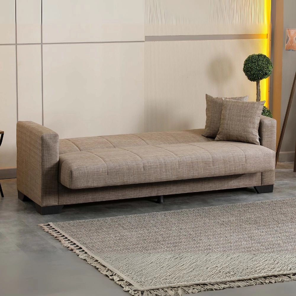 Divano letto Moon con contenitore colore Camel 213x81x83H