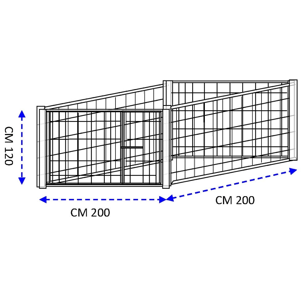 Box recinto per cuccioli in rete con zincatura a caldo dimensioni 200x200xh120 cm
