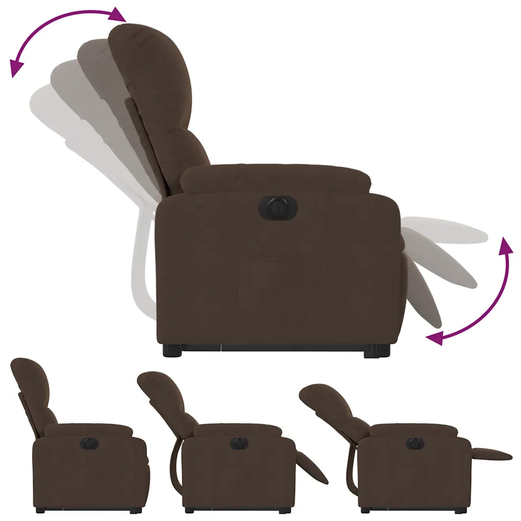 Poltrona Alzapersona Reclinabile Elettrica Marrone Microfibra 3204942