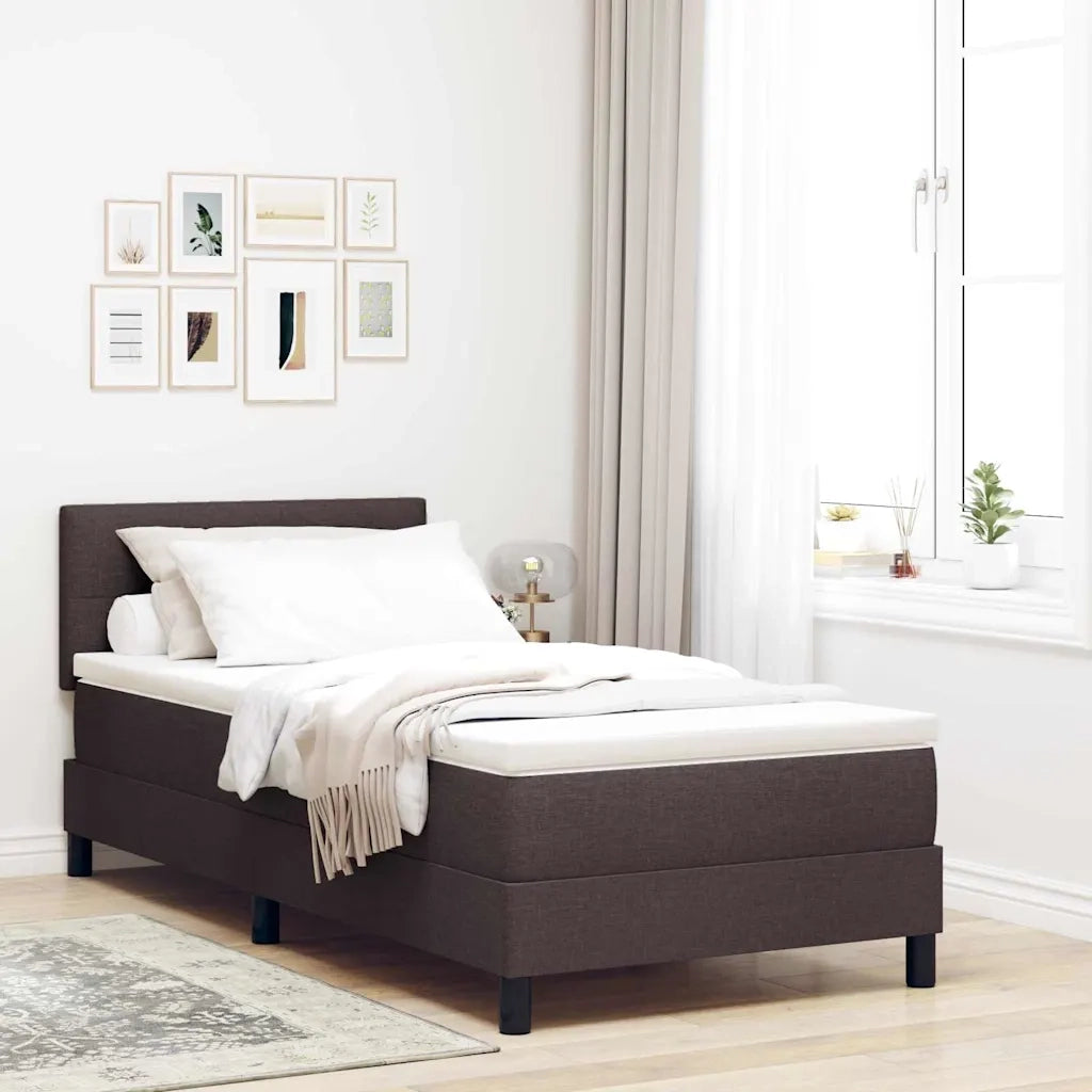 Letto a molle con materasso Marrone Scuro 80 x 200 cm Tessuto