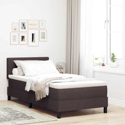 Letto a molle con materasso Marrone Scuro 80 x 200 cm Tessuto
