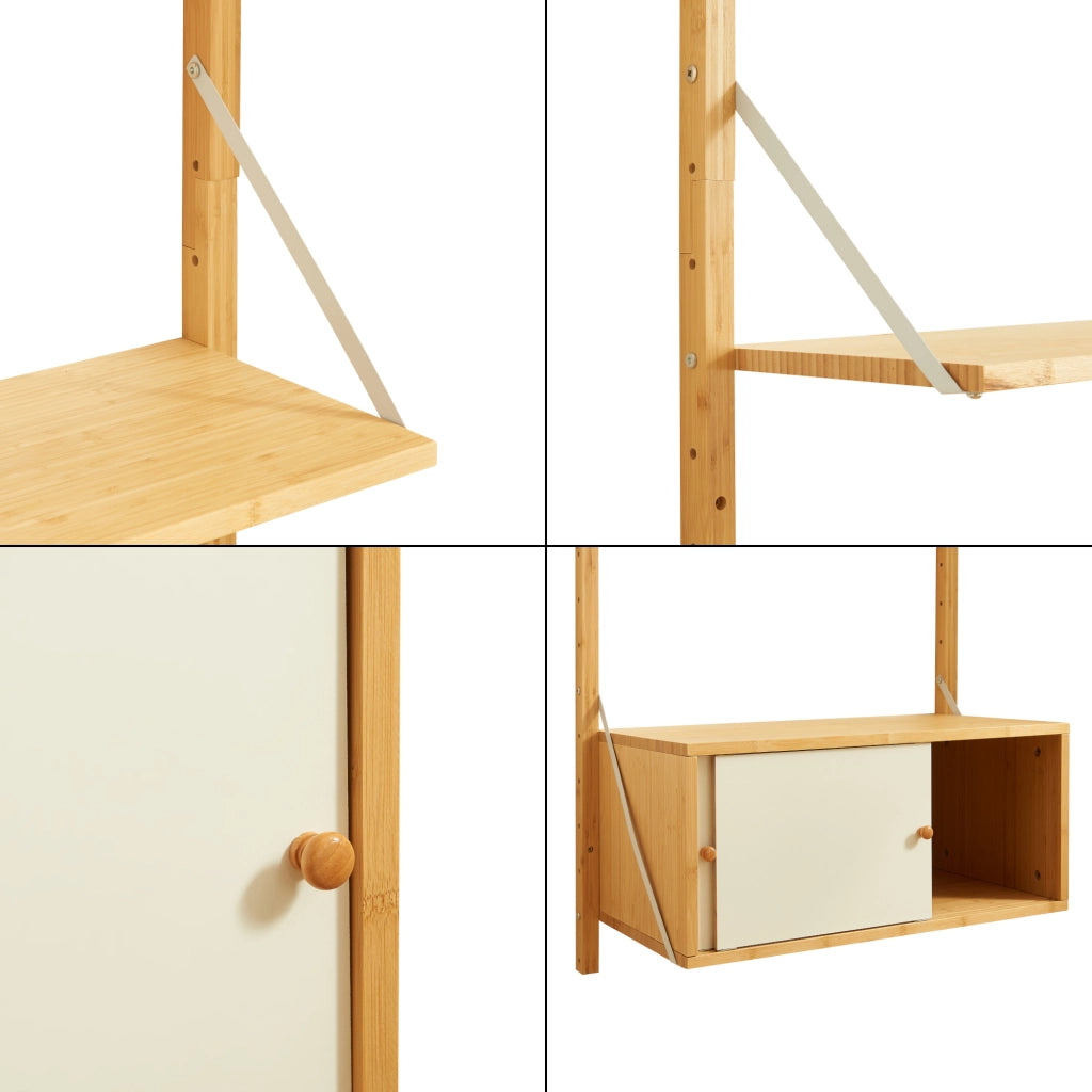 Scaffale da Parete Tingvoll in Bambù 176 x 65 x 34 cm - Naturale [en.casa]