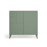 Scarpiera Herdasa effetto noce ante verde gambe noce 87x90x27