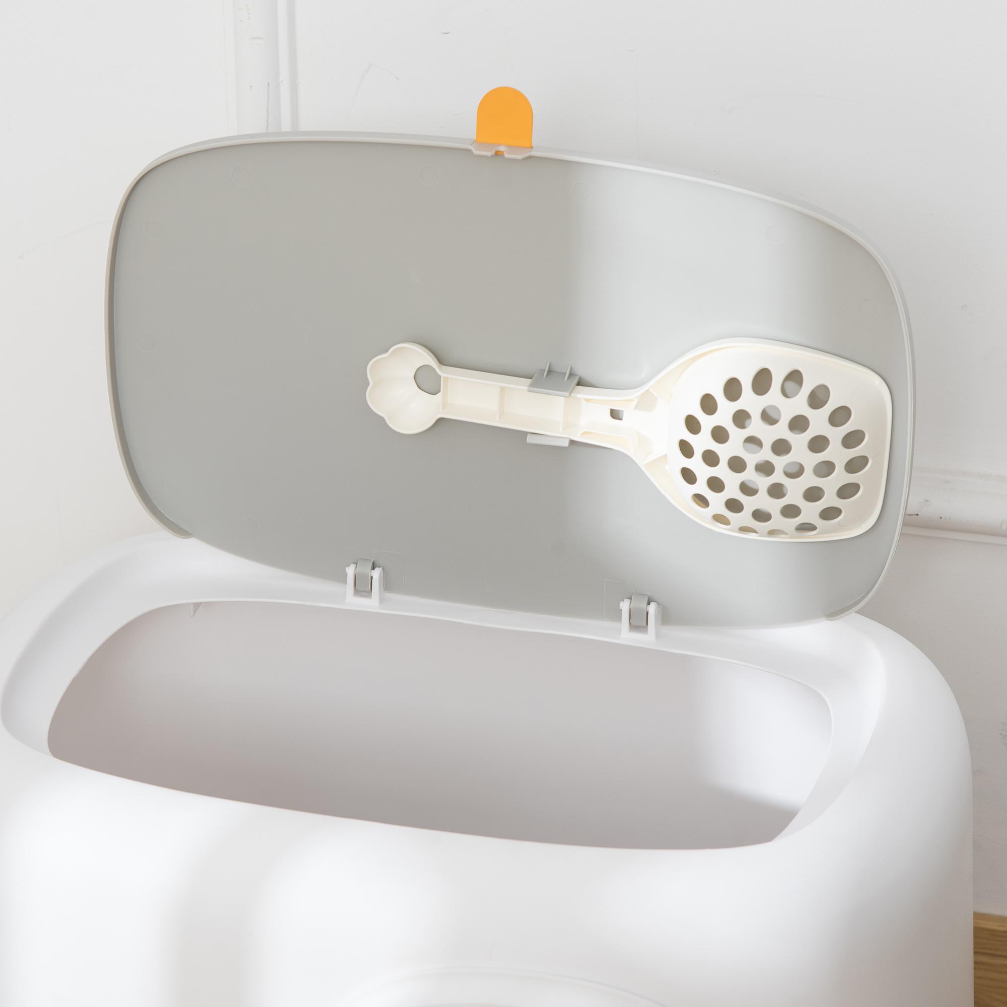 Lettiera Coperta per Gatti 55x40x39 cm in Polipropilene Bianca