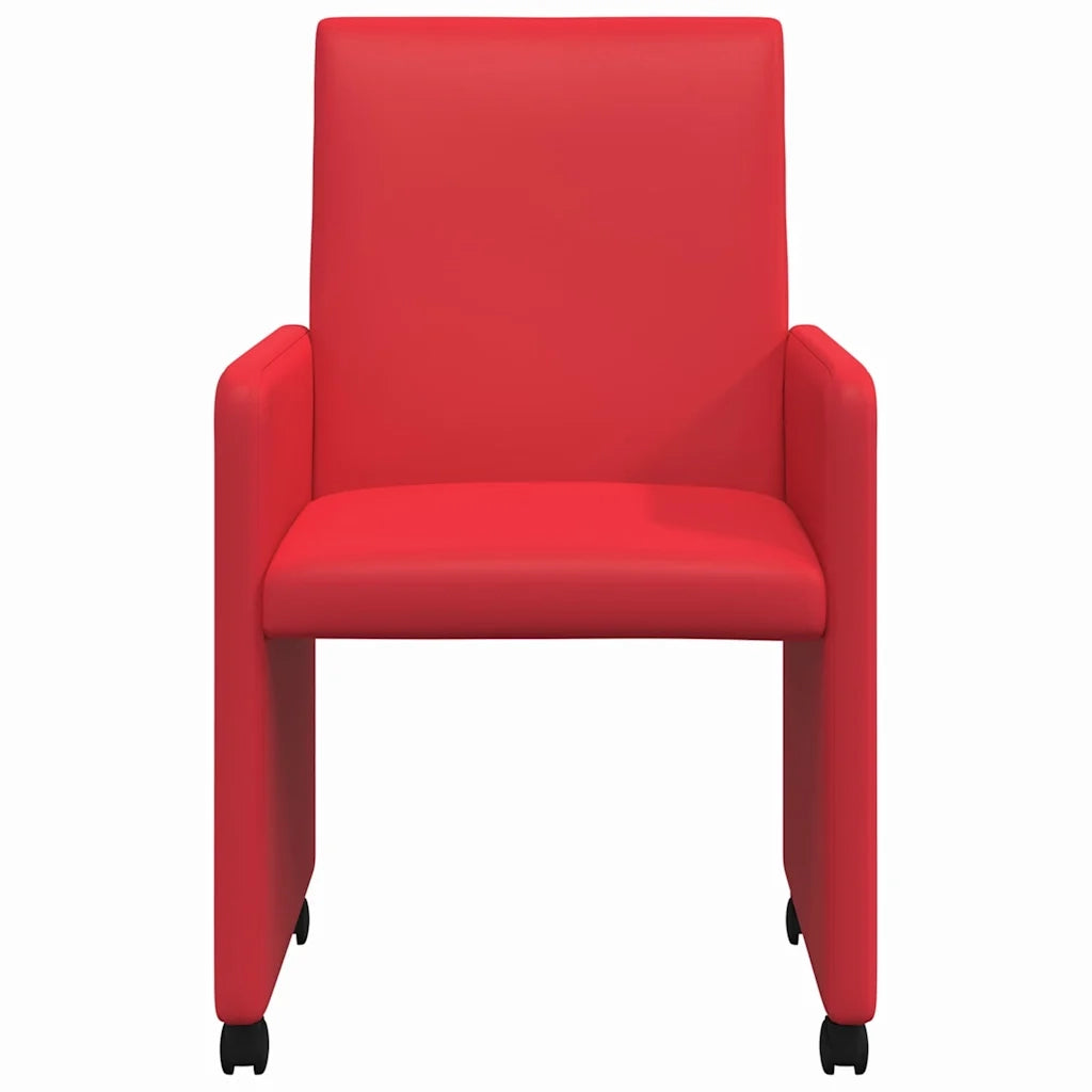Sedie da Pranzo con Ruote con ruote 2 pcs Rosso 57 x 66 x 94 cm